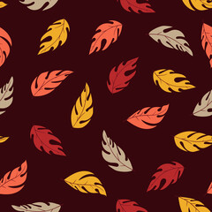 Fototapeta na wymiar Seamless pattern with scandinavian leaves in doodle style