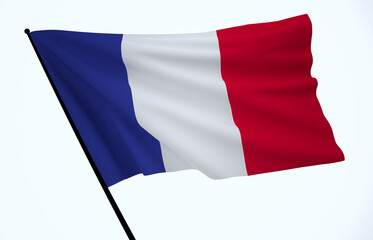 France Flag, Floating Fabric Flag, France, 3D Render