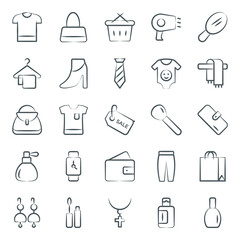 
Fashion and Clothing Line Icons Pack 
