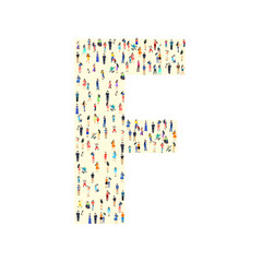 Large group of people in letter F form. People font. Clean vector font. Vector