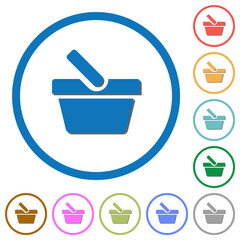 Shopping basket icons with shadows and outlines