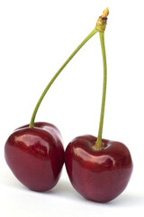 couple of cherries isolated on white background