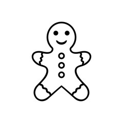 Gingerbread man outline pictogram, line icon isolated on a white background. EPS10 vector file
