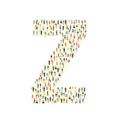 Large group of people in letter Z form. People font. Clean vector font. Vector