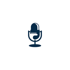 Microphone Classic stand icon logo design template for podcast streaming
