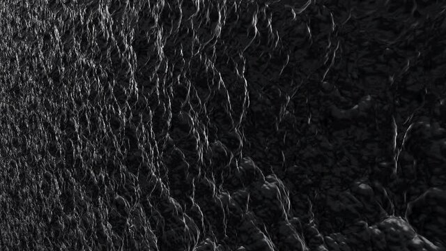Ocean Waves Black 3D -wide- Relaxing Seamless Loop 3D Motion Graphics