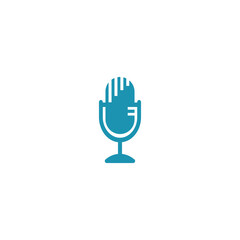 Obraz premium Microphone Classic stand icon logo design template for podcast streaming