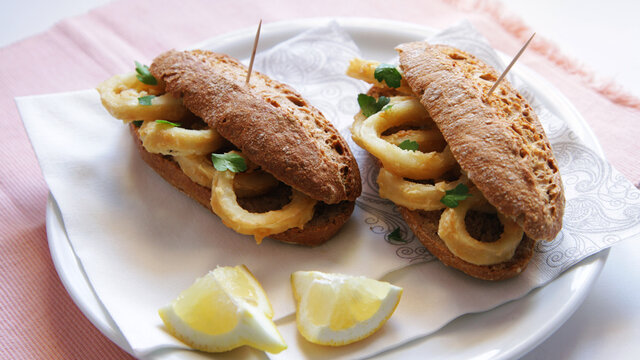 Calamari sandwich typical snack in Madrid