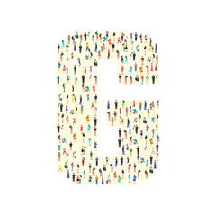 Large group of people in letter G form. People font. Clean vector font. Vector
