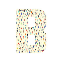 Large group of people in letter B form. People font. Clean vector font. Vector