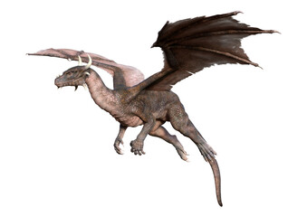 3D Rendering Fairy Tale Dragon on White