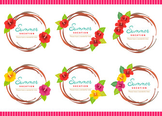 ハイビスカスのリースフレームセット【タイトル文字入り】