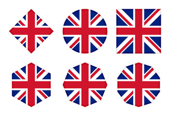 united kingdom flag icon set. isolated on white background