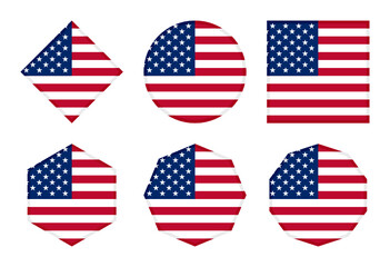 united states of america flag icon set. isolated on white background