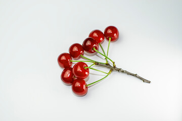 red cherries on white background