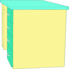 illustration of a computer table perspective angle