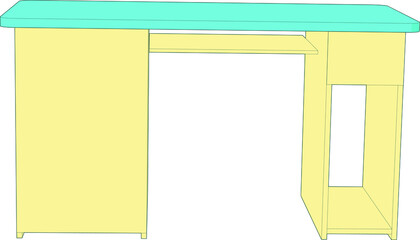 illustration of a computer table perspective angle