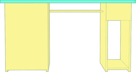 illustration of a computer table perspective angle