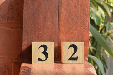 Number 32, number cube in natural concept.