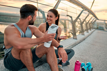 Couple doing sport on the street