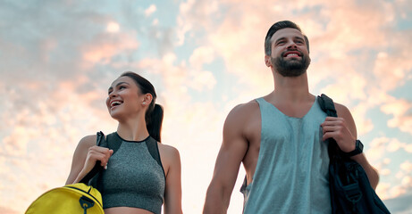 Couple doing sport on the street