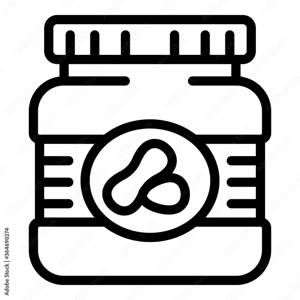 Poster peanut butter plastic jar icon. outline peanut butter plastic jar vector icon for web design isolate