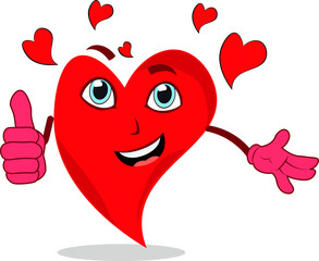 love heart funny action character giving thumbs up