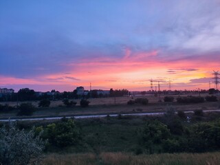 Fototapeta premium sunset over the city