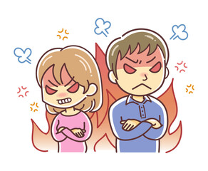 喧嘩をするカップルのイラスト（恋愛・婚活・恋活）