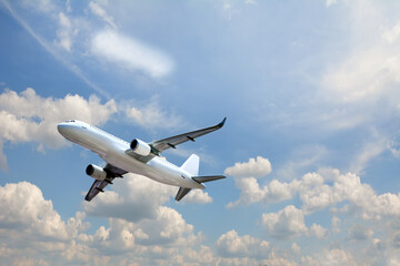 Fototapeta na wymiar Passenger airplane in the clouds.