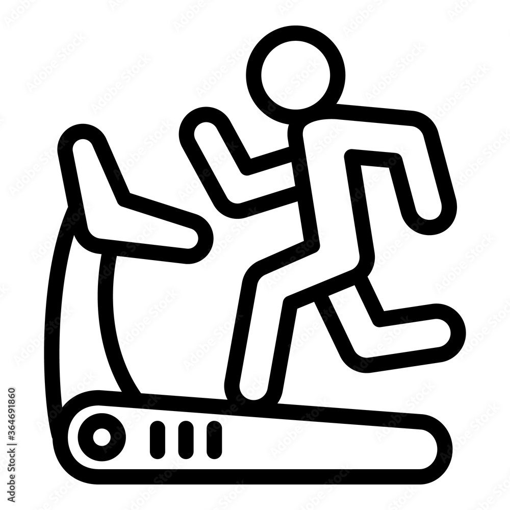 Poster boy running at treadmill icon. outline boy running at treadmill vector icon for web design isolated 