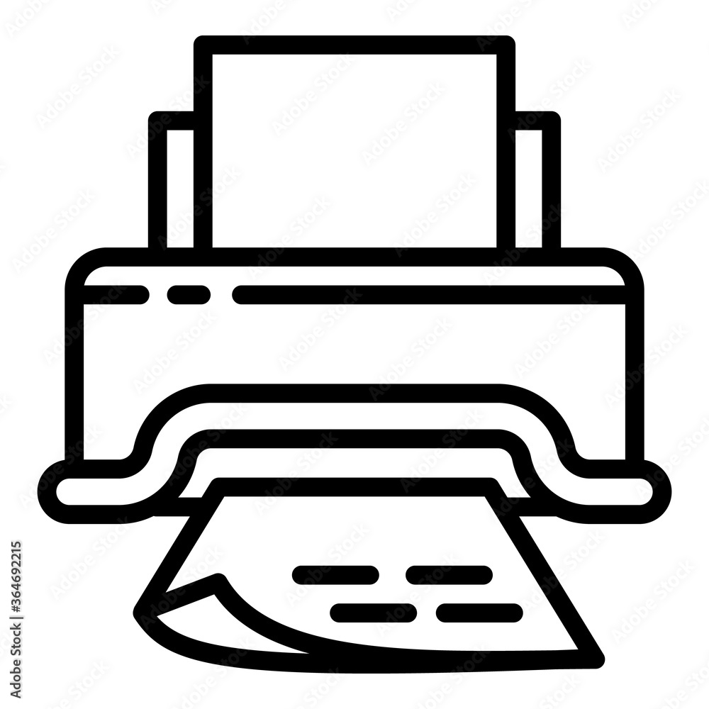 Poster paper document printer icon. outline paper document printer vector icon for web design isolated on w