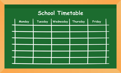 school timetable template in a green chalkboard