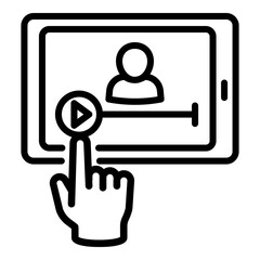 Tablet webinar icon. Outline tablet webinar vector icon for web design isolated on white background