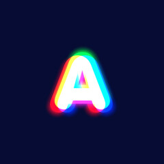 Realistic chromatic aberration character 'A' from a fontset, vector illustration