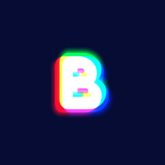 Realistic chromatic aberration character 'B' from a fontset, vector illustration