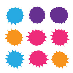 Starburst explosion comic shapes. Speech boom bubble