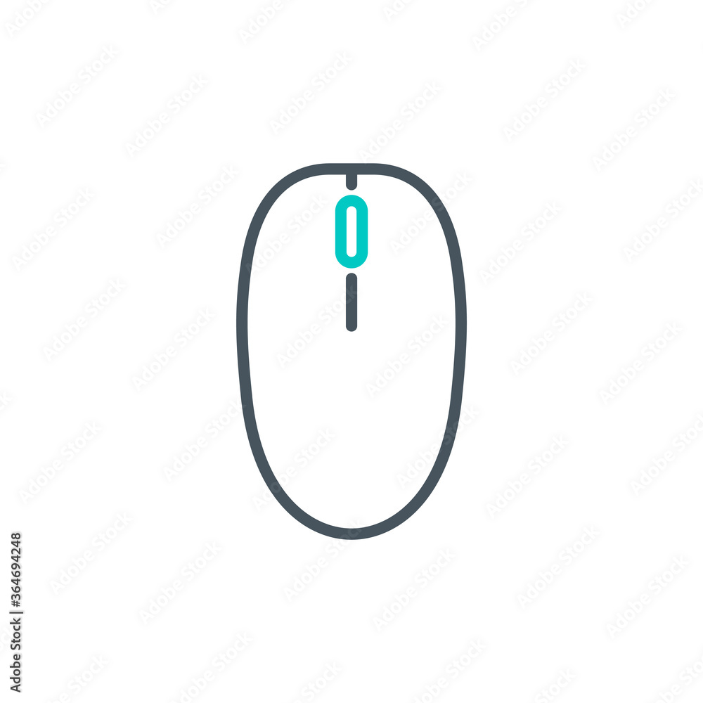 Fototapete wireless computer mouse outline flat icon. Single high quality outline logo symbol for web design or mobile app. Thin line sign design logo. Black and blue icon pictogram isolated on white background