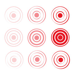 Pain red rings to mark. icon pain. Aim health icon pain