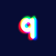 Realistic chromatic aberration character 'q' from a fontset, vector illustration
