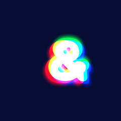 Realistic chromatic aberration character 'et' from a fontset, vector illustration