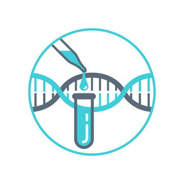 PCR testing icon - polymerase chain reaction - disease prevention and fight against coronavirus pandemic - vector emblem