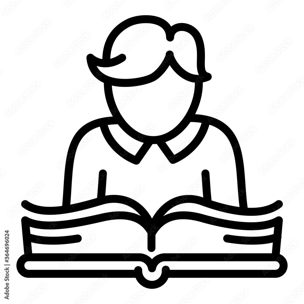 Poster kid reading book icon. outline kid reading book vector icon for web design isolated on white backgro