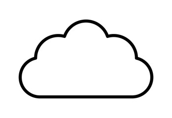 Outline cloud isolated on white background. Black thin line cloud for web site, logo design and icon template. Creative modern concept. Cloud vector illustration