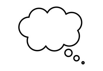 Think bubble isolated on white background. Trendy think bubble in flat style. Modern template for social network and label. Creative thought balloon. Cloud line art, vector illustration