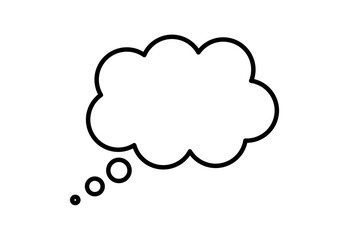 Think bubble isolated on white background. Trendy think bubble in flat style. Modern template for social network and label. Creative thought balloon. Cloud line art, vector illustration