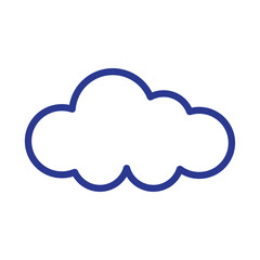 Outline cloud isolated on white background. Blue thin line cloud for web site, logo design and icon template. Creative modern concept. Cloud vector illustration
