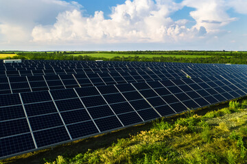 Solar panels installed outdoors. Alternative energy source