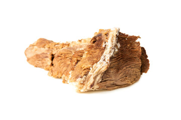 a piece of cooked beef prepared for use in dishes