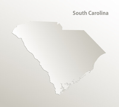 South Carolina map, card paper 3D natural vector